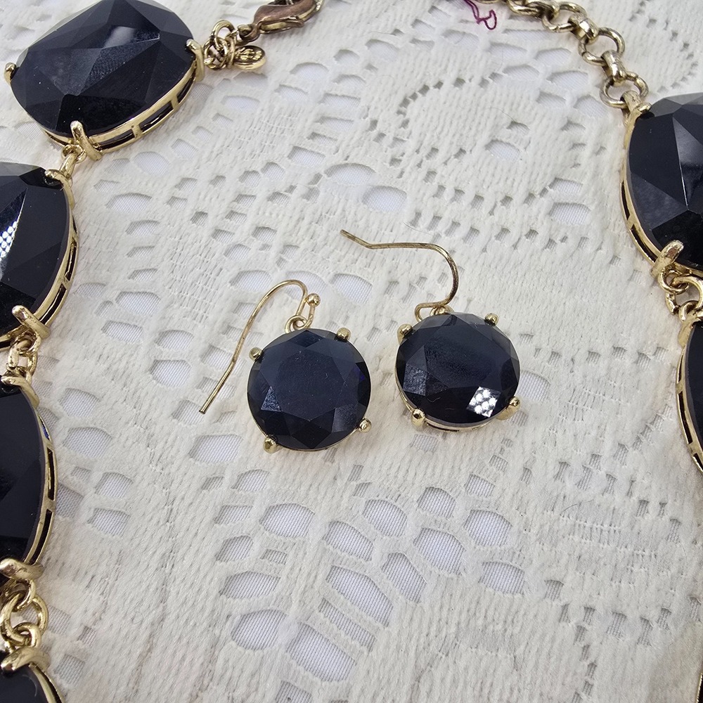 Brooks Brothers Blue Glass Necklace Set Bracelet Earrings Gold tone Classic - Picture 4 of 10